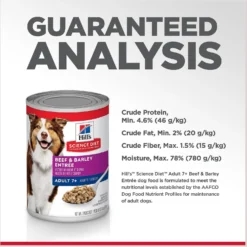 Hill's Science Diet Adult 7+ Beef & Barley Entree Canned Dog Food -Pawsphoria Sales Store 48971 PT6. AC SS1800 V1598145358