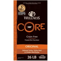 Wellness CORE Grain-Free Original Deboned Turkey, Turkey Meal & Chicken Meal Recipe Dry Dog Food