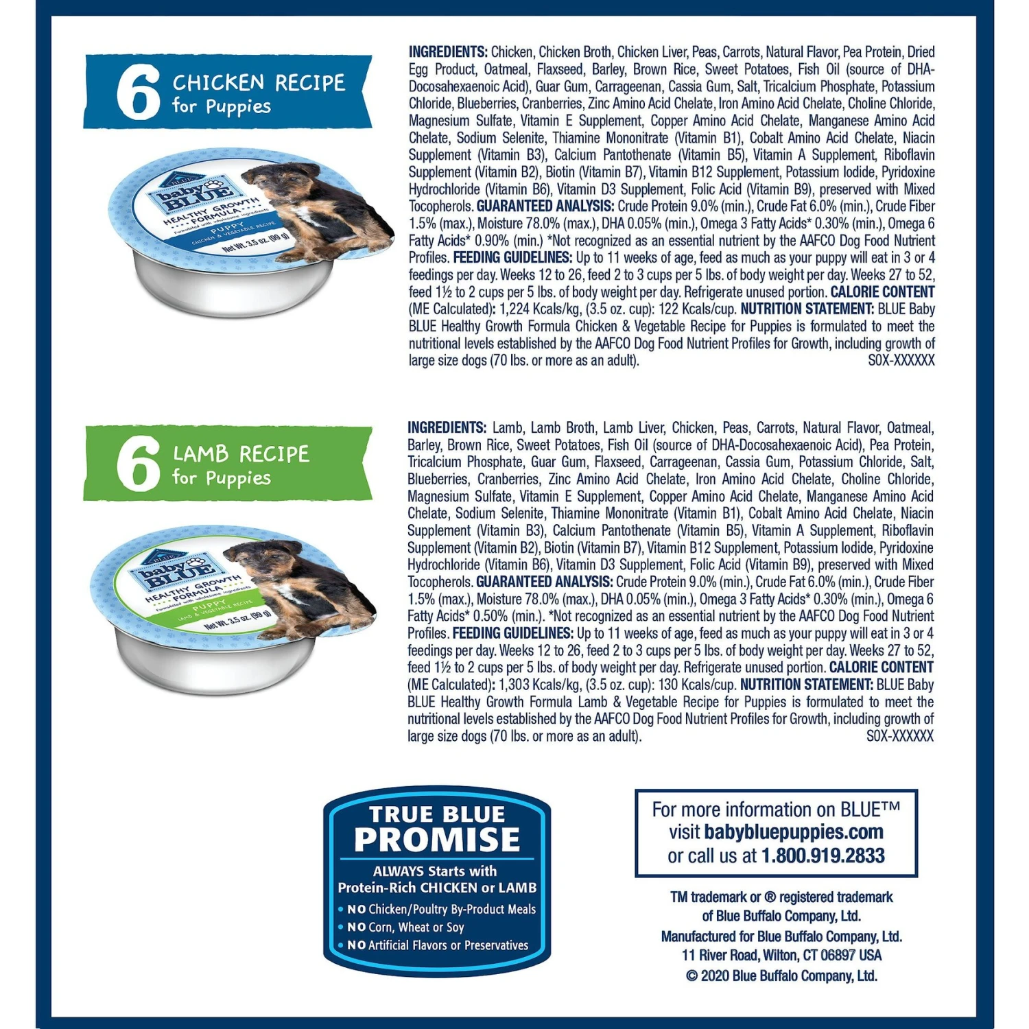 Blue Buffalo Baby Blue Natural Chicken, Lamb & Vegetable Recipe Variety Pack Puppy Wet Food, 3.5-oz Cans, Case Of 12 2 Blue Buffalo Baby Blue Natural Chicken, Lamb & Vegetable Recipe Variety Pack Puppy Wet Food, 3.5-oz Cans, Case Of 12 - Image 2