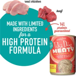 Tiki Dog Meaty Whole Foods Grain-Free Chicken & Beef Shredded Canned Dog Food, 12-oz, Case Of 8 -Pawsphoria Sales Store 505122 PT3. AC SS1800 V1648590989