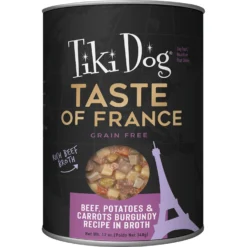 Tiki Dog Taste Of France! Grain-Free Beef & Potatoes Burgundy Chunks In Gravy Canned Dog Food, 12-oz, Case Of 8