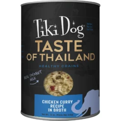 Tiki Dog Taste Of The World Thailand Grain-Free Chicken Curry Chunks In Gravy Canned Dog Food, 12-oz, Case Of 8