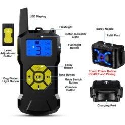 Petdiary T500 Deterrent Spray Rechargable Remote Dog Training Collar, Black -Pawsphoria Sales Store 514366 PT7. AC SS1800 V1658285355