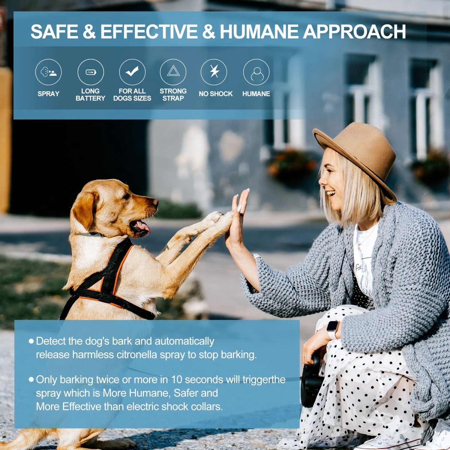 Petdiary Deterrent Spray Rechargeable Anti-Bark Dog Collar, Black 3 Petdiary Deterrent Spray Rechargeable Anti-Bark Dog Collar, Black - Image 3