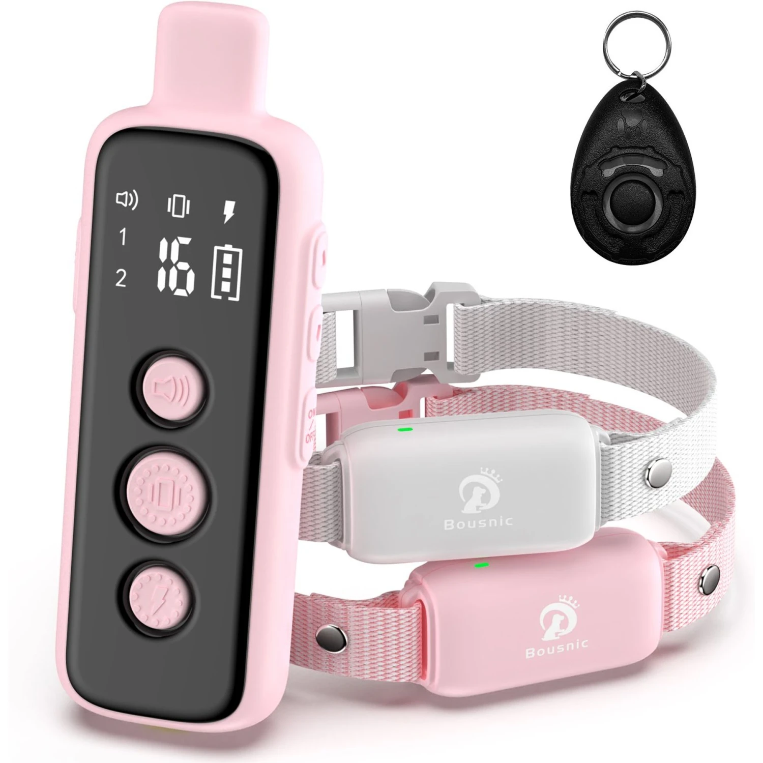 Bousnic Remote Dog Training E-Collar, Pink, 2 Count 1 Bousnic Remote Dog Training E-Collar, Pink, 2 Count