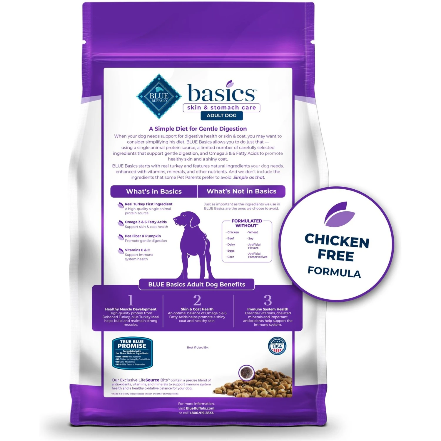 Blue Buffalo Basics Skin & Stomach Care Grain-Free Formula Turkey & Potato Recipe Adult Dry Dog Food 2 Blue Buffalo Basics Skin & Stomach Care Grain-Free Formula Turkey & Potato Recipe Adult Dry Dog Food - Image 2