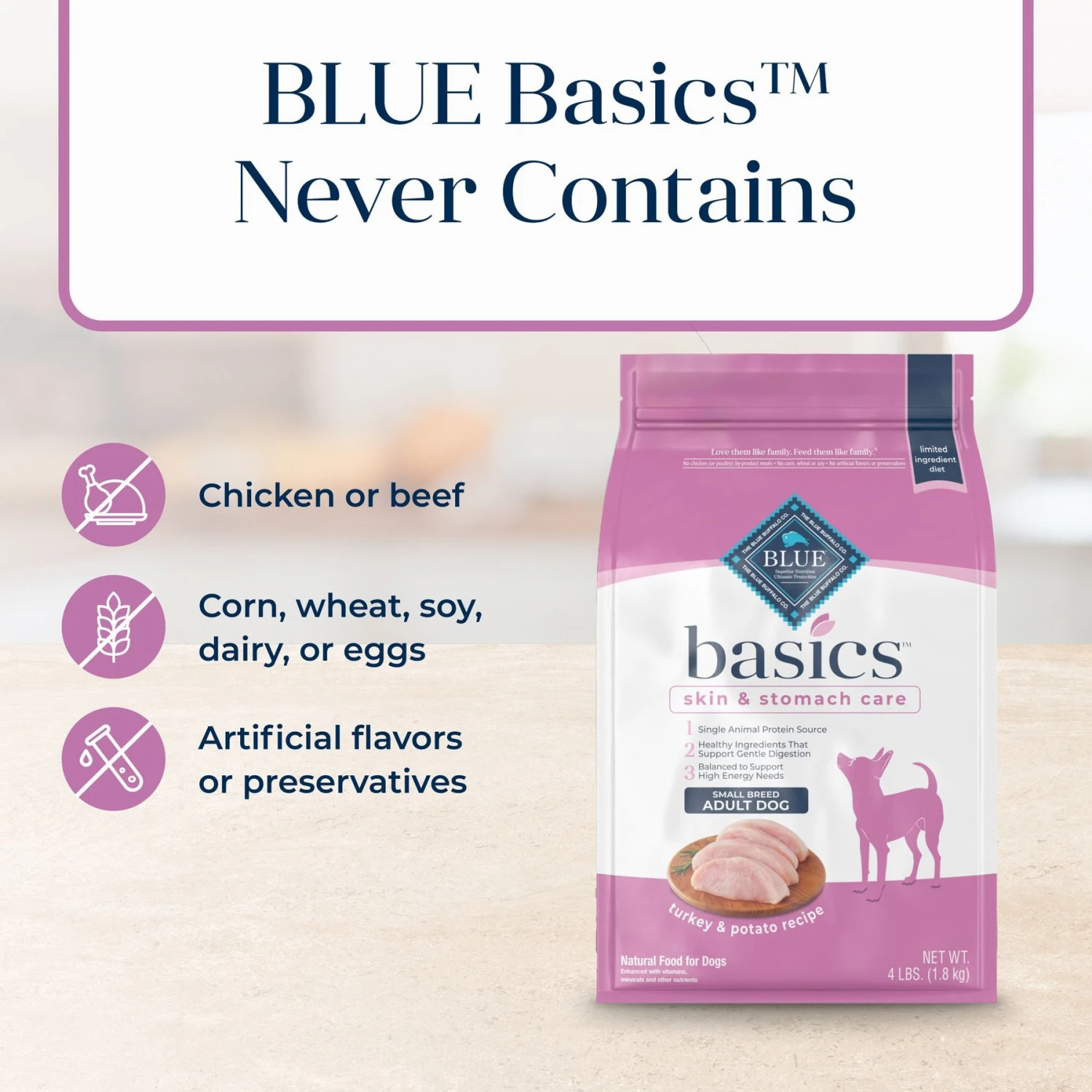 Blue Buffalo Basics Skin & Stomach Care Turkey & Potato Recipe Small Breed Adult Dry Dog Food 6 Blue Buffalo Basics Skin & Stomach Care Turkey & Potato Recipe Small Breed Adult Dry Dog Food - Image 6