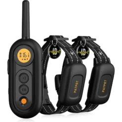 PATPET NFC ID Pet Tag & Lightweight Remote Dog Training Electric Collar, Black, 2 Count