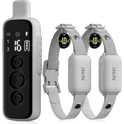 PATPET NFC Pet ID Tag & P651 1000-ft Vibration & Beep Remote Dog Training Collar, Gray, 2 Count