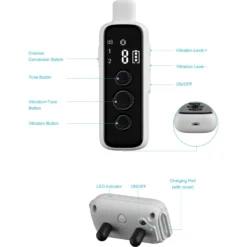 PATPET NFC Pet ID Tag & P651 1000-ft Vibration & Beep Remote Dog Training Collar, Gray, 2 Count -Pawsphoria Sales Store 522990 PT6. AC SS1800 V1660850918