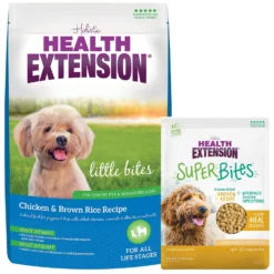 Health Extension Little Bites Chicken & Brown Rice Recipe Dry Dog Food & Health Extension Super Bites Chicken Recipe Freeze-Dried Raw Dog Food Mixer