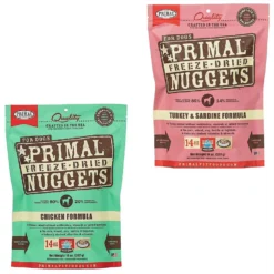 Primal Chicken Formula Nuggets Grain-Free Raw Freeze-Dried Dog Food & Primal Turkey & Sardine Formula Nuggets Grain-Free Raw Freeze-Dried Dog Food