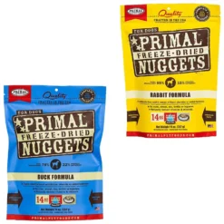 Primal Duck Formula Nuggets Grain-Free Raw Freeze-Dried Dog Food & Primal Rabbit Formula Nuggets Grain-Free Raw Freeze-Dried Dog Food