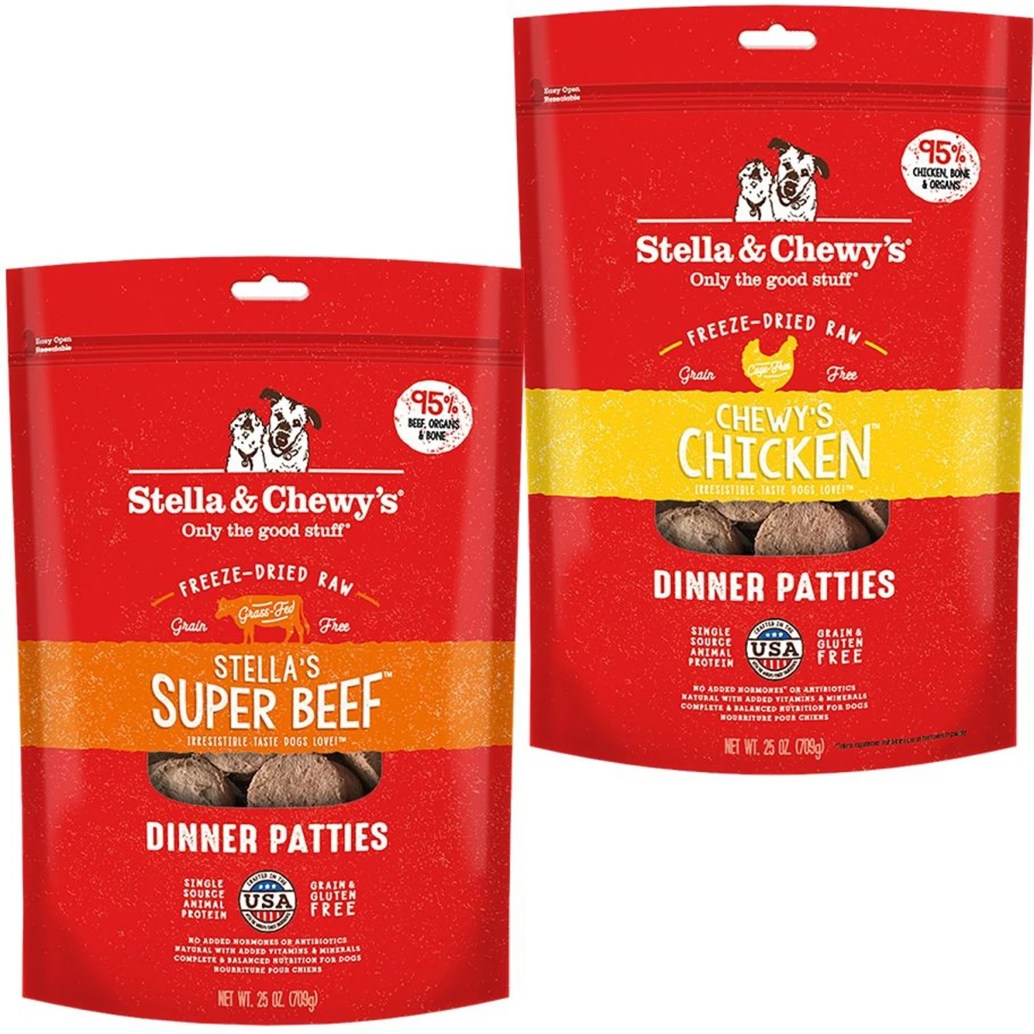Stella & Chewy's Stella's Super Beef Dinner Patties Freeze-Dried Raw Dog Food & Stella & Chewy's Chewy's Chicken Dinner Patties Freeze-Dried Raw Dog Food 1 Stella & Chewy's Stella's Super Beef Dinner Patties Freeze-Dried Raw Dog Food & Stella & Chewy's Chewy's Chicken Dinner Patties Freeze-Dried Raw Dog Food