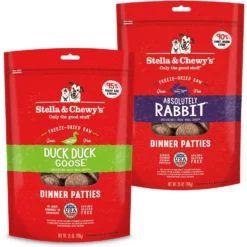 Stella & Chewy's Duck Duck Goose Dinner Patties Freeze-Dried Raw Dog Food & Stella & Chewy's Absolutely Rabbit Dinner Patties Freeze-Dried Raw Dog Food