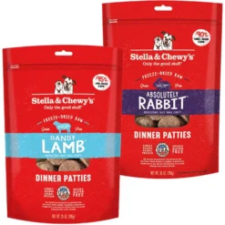 Stella & Chewy's Dandy Lamb Dinner Patties Freeze-Dried Raw Dog Food & Stella & Chewy's Absolutely Rabbit Dinner Patties Freeze-Dried Raw Dog Food