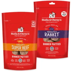 Stella & Chewy's Stella's Super Beef Dinner Patties Freeze-Dried Raw Dog Food & Stella & Chewy's Absolutely Rabbit Dinner Patties Freeze-Dried Raw Dog Food