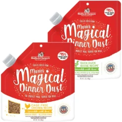 Stella & Chewy's Marie's Magical Dinner Dust Freeze-Dried Raw Cage-Free Chicken Dog Food Topper & Stella & Chewy's Marie's Magical Dinner Dust Duck Duck, Goose Recipe Freeze-Dried Raw Dog Food Topper, 7-oz Bag
