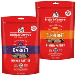 Stella & Chewy's Absolutely Rabbit Dinner Patties Freeze-Dried Raw Dog Food & Stella & Chewy's Stella's Super Beef Dinner Patties Freeze-Dried Raw Dog Food