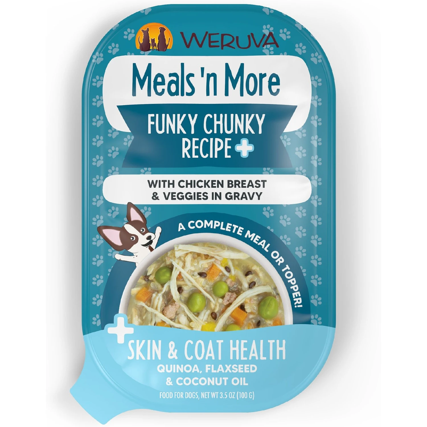 Weruva Meals 'n More Natural Wet Dog Food, Funky Chunky Plus Skin & Coat Health, 3.5-oz Cup, 12 Count 1 Weruva Meals 'n More Natural Wet Dog Food, Funky Chunky Plus Skin & Coat Health, 3.5-oz Cup, 12 Count