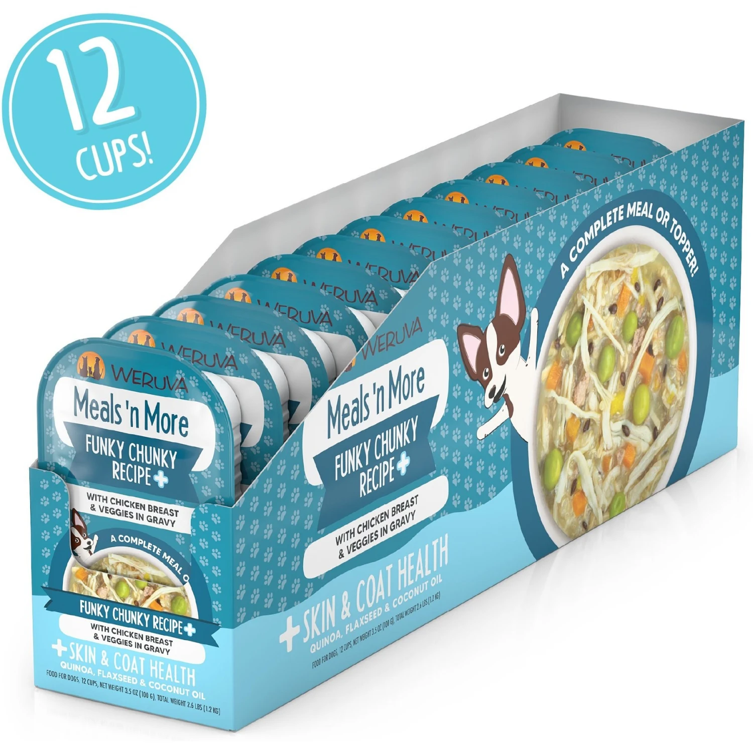 Weruva Meals 'n More Natural Wet Dog Food, Funky Chunky Plus Skin & Coat Health, 3.5-oz Cup, 12 Count 2 Weruva Meals 'n More Natural Wet Dog Food, Funky Chunky Plus Skin & Coat Health, 3.5-oz Cup, 12 Count - Image 2