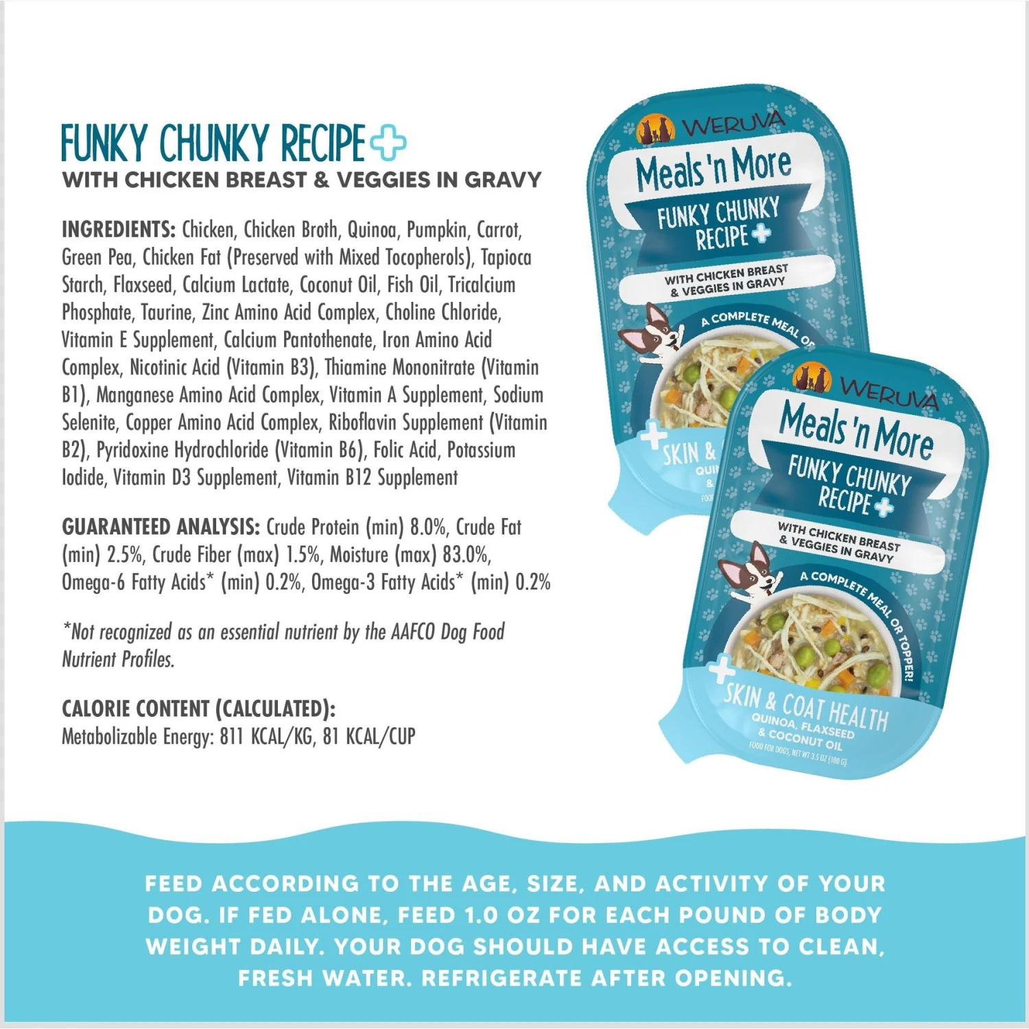 Weruva Meals 'n More Natural Wet Dog Food, Funky Chunky Plus Skin & Coat Health, 3.5-oz Cup, 12 Count 4 Weruva Meals 'n More Natural Wet Dog Food, Funky Chunky Plus Skin & Coat Health, 3.5-oz Cup, 12 Count - Image 4
