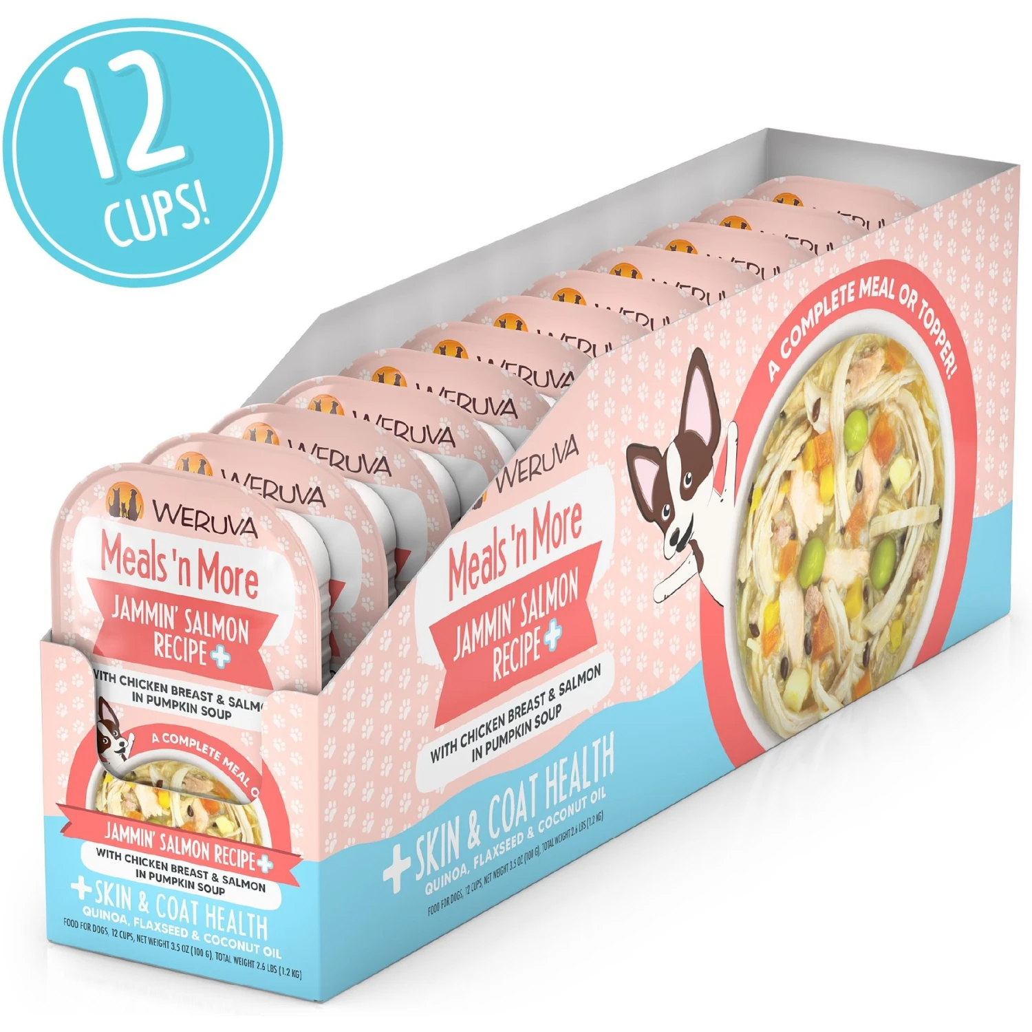 Weruva Meals 'n More Natural Wet Dog Food, Jammin' Salmon Plus Skin & Coat Health, 3.5-oz Cup, 12 Count 2 Weruva Meals 'n More Natural Wet Dog Food, Jammin' Salmon Plus Skin & Coat Health, 3.5-oz Cup, 12 Count - Image 2