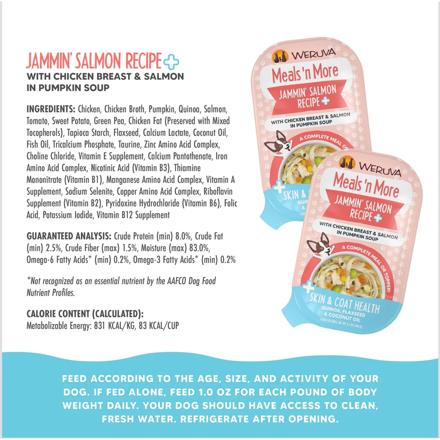 Weruva Meals 'n More Natural Wet Dog Food, Jammin' Salmon Plus Skin & Coat Health, 3.5-oz Cup, 12 Count 4 Weruva Meals 'n More Natural Wet Dog Food, Jammin' Salmon Plus Skin & Coat Health, 3.5-oz Cup, 12 Count - Image 4