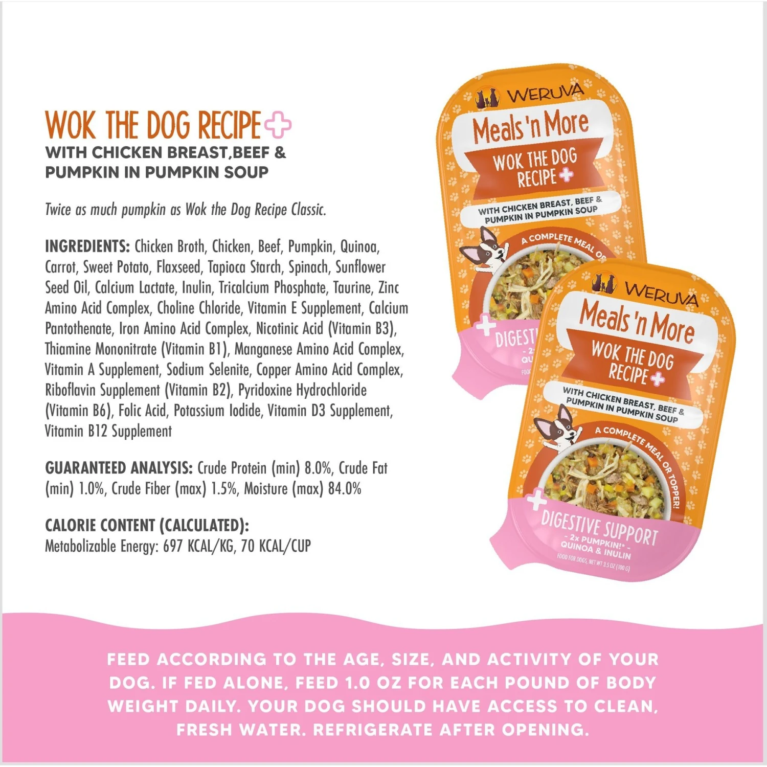 Weruva Meals 'n More Natural Wet Dog Food, Wok The Dog Plus Digestive Support, 3.5-oz Cup, 12 Count 4 Weruva Meals 'n More Natural Wet Dog Food, Wok The Dog Plus Digestive Support, 3.5-oz Cup, 12 Count - Image 4