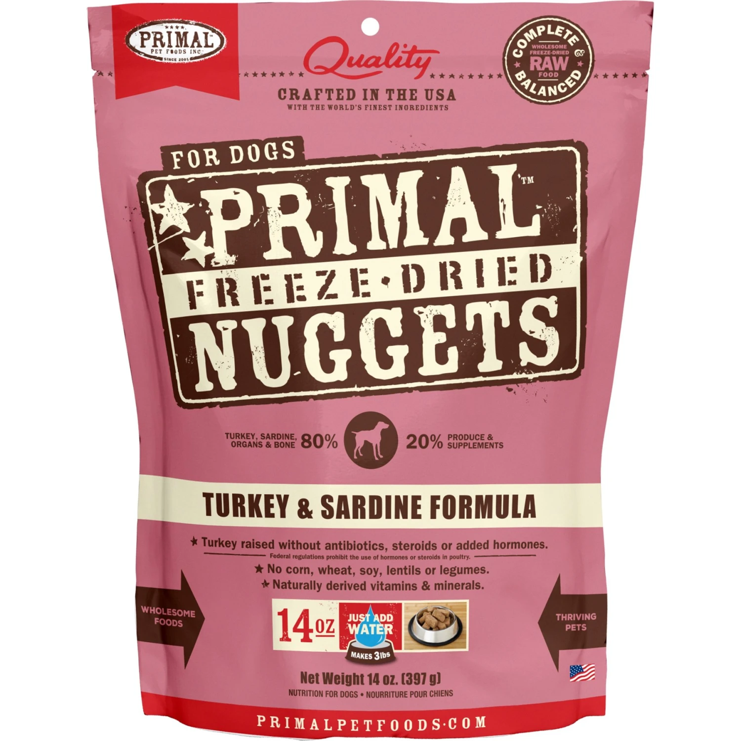 Primal Turkey & Sardine Formula Nuggets Grain-Free Raw Freeze-Dried Dog Food 1 Primal Turkey & Sardine Formula Nuggets Grain-Free Raw Freeze-Dried Dog Food