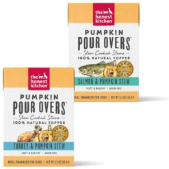 The Honest Kitchen Pumpkin POUR OVERS Turkey & Pumpkin Stew Wet Dog Food Topper & The Honest Kitchen Pumpkin POUR OVERS Salmon & Pumpkin Stew Wet Dog Food Topper