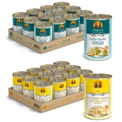 Weruva Paw Lickin' Chicken In Gravy Grain-Free Canned Dog Food & Weruva Funky Chunky Chicken Soup With Pumpkin Grain-Free Canned Dog Food