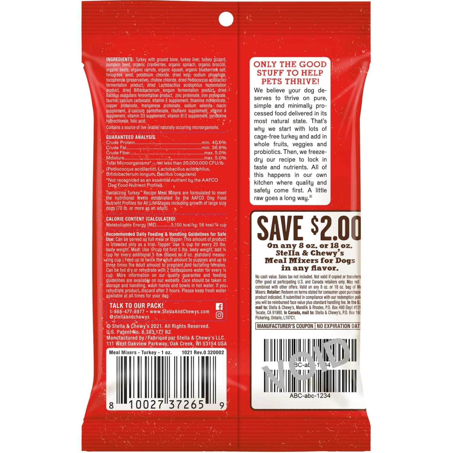Stella & Chewy's Tantalizing Turkey Meal Mixers Freeze-Dried Raw Dog Food Topper 2 Stella & Chewy's Tantalizing Turkey Meal Mixers Freeze-Dried Raw Dog Food Topper - Image 2