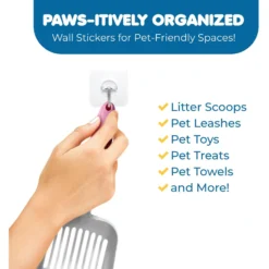 SunGrow Self Adhesive Wall Hooks For Hanging Dog & Cat Collar Leash & Bell, Bathroom & Kitchen Hangers, 8 Count -Pawsphoria Sales Store 620910 PT2. AC SS1800 V1701932806