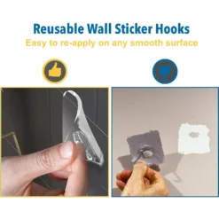 SunGrow Self Adhesive Wall Hooks For Hanging Dog & Cat Collar Leash & Bell, Bathroom & Kitchen Hangers, 8 Count -Pawsphoria Sales Store 620910 PT4. AC SS1800 V1701932805