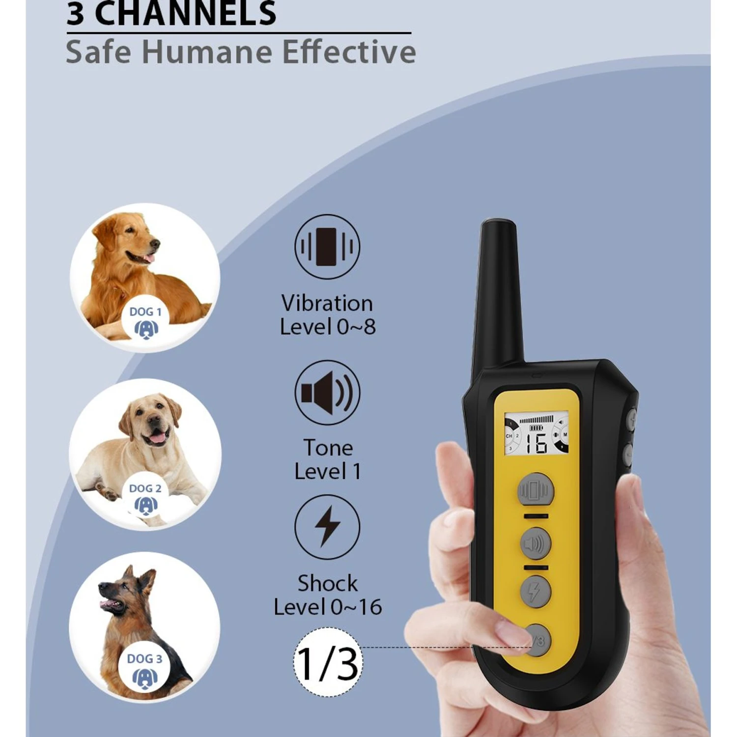 GroovyPets 650 Yard Auto Anti-bark Remote Dog Training Shock Collar, Black 4 GroovyPets 650 Yard Auto Anti-bark Remote Dog Training Shock Collar, Black - Image 4