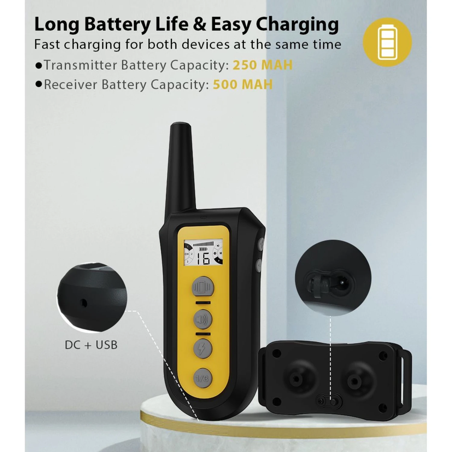 GroovyPets 650 Yard Auto Anti-bark Remote Dog Training Shock Collar, Black 5 GroovyPets 650 Yard Auto Anti-bark Remote Dog Training Shock Collar, Black - Image 5