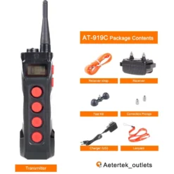 Aetertek AT-919C 1100 Yard Ultra Range Rechargeable Waterproof Auto Anti-Bark Dog Remote Training Shock Collar, Black -Pawsphoria Sales Store 654830 PT7. AC SS1800 V1670622397