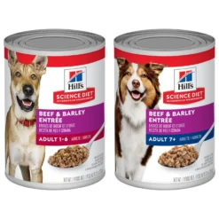Hill's Science Diet Adult Beef & Barley Entree Canned Dog Food & Hill's Science Diet Adult 7+ Beef & Barley Entree Canned Dog Food