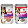 Hill's Science Diet Adult 7+ Beef & Barley Entree Canned Dog Food & Hill's Science Diet Adult Sensitive Stomach & Skin Grain-Free Salmon & Vegetable Entree Canned Dog Food