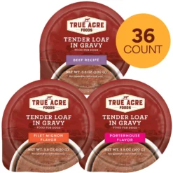 True Acre Foods Filet Mignon Flavor Tender Loaf In Gravy, Wet Dog Food Cups + 2 Items