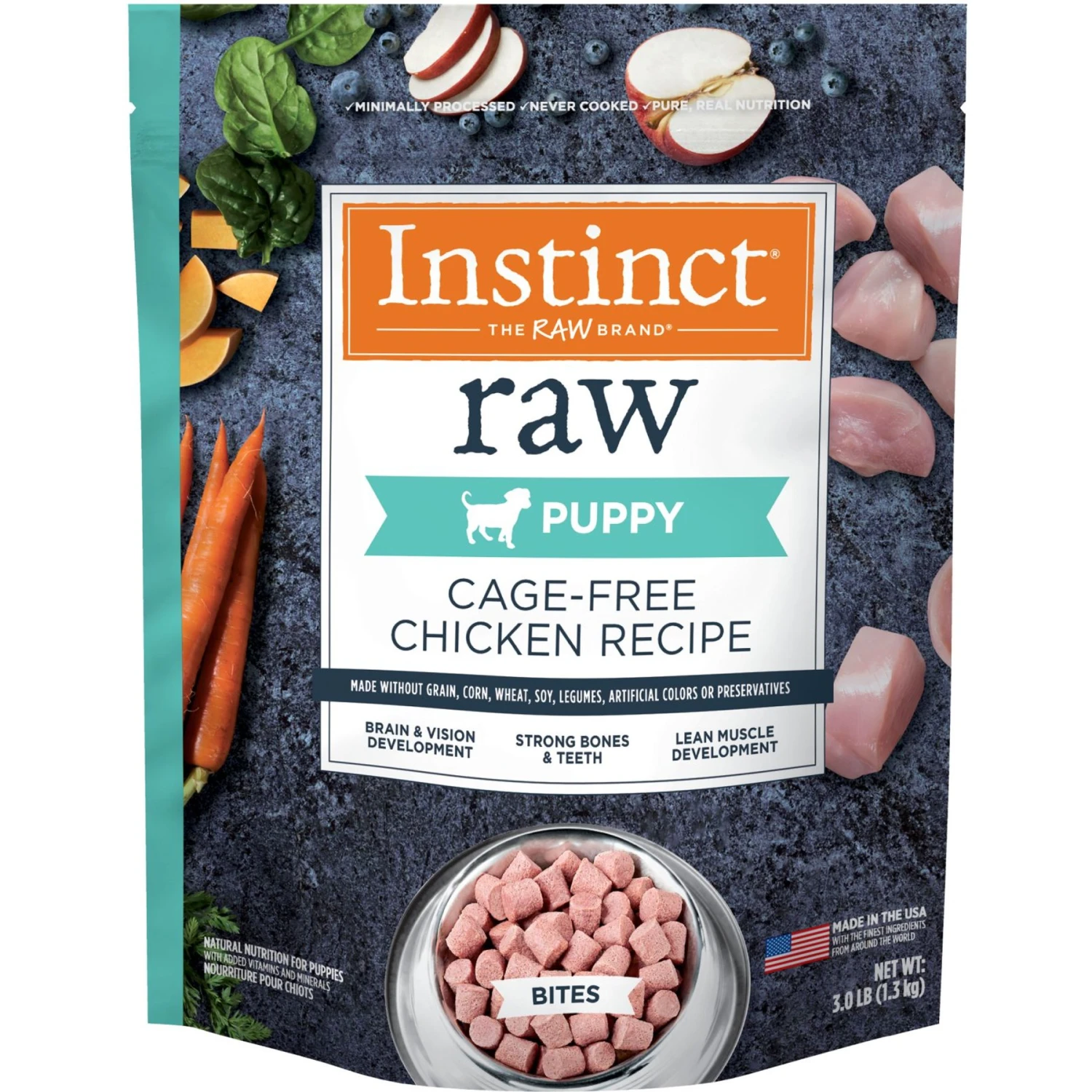 Instinct Bites Chicken Recipe Grain-Free Cage-Free Raw Frozen Puppy Food, 3-lb Bag + 2 Items 2 Instinct Bites Chicken Recipe Grain-Free Cage-Free Raw Frozen Puppy Food, 3-lb Bag + 2 Items - Image 2