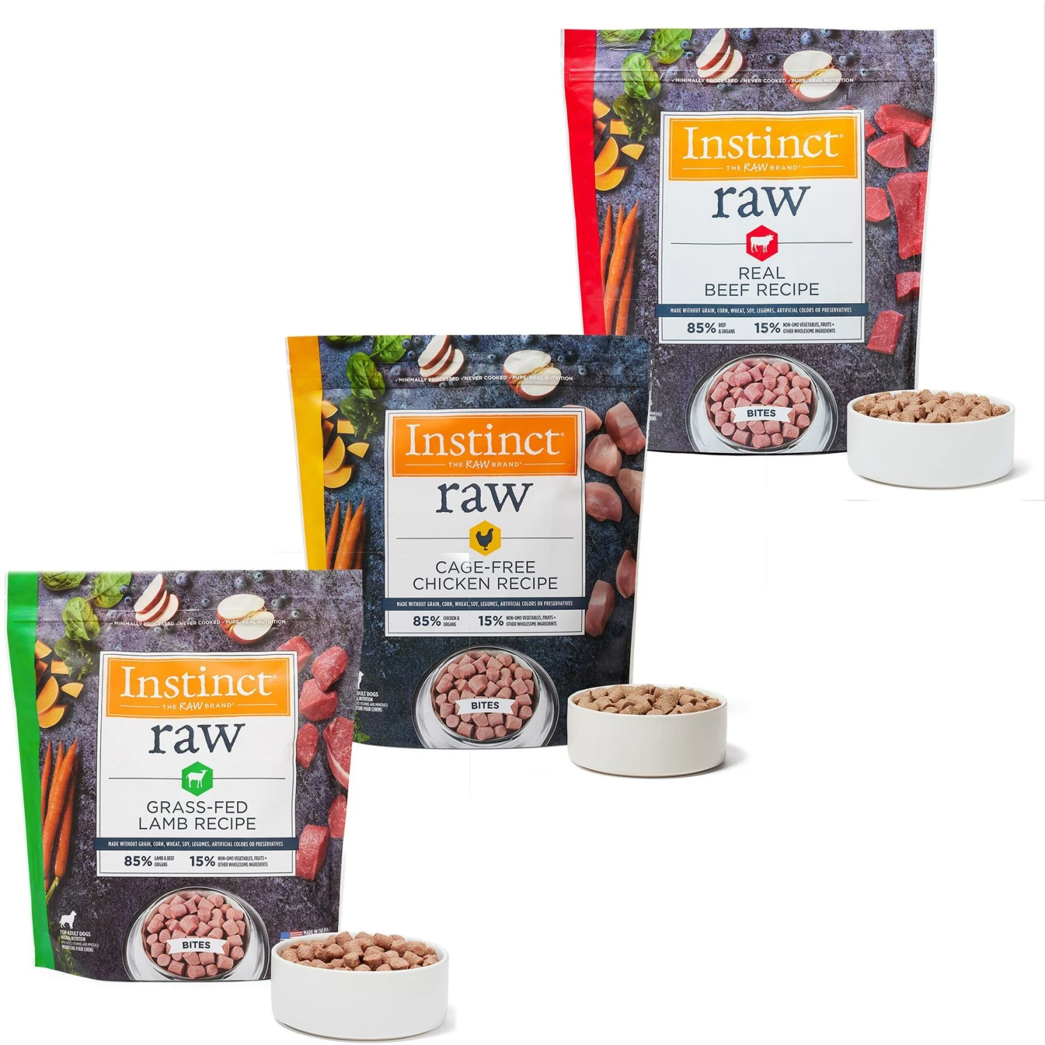 Instinct Frozen Raw Bites Grain-Free Cage-Free Chicken Recipe Dog Food + 2 Items 1 Instinct Frozen Raw Bites Grain-Free Cage-Free Chicken Recipe Dog Food + 2 Items