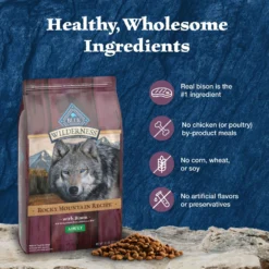 Blue Buffalo Wilderness Rocky Mountain Recipe Adult High Protein Natural Bison & Grain Dry Dog Food, 28-lb Bag -Pawsphoria Sales Store 711246 PT5. AC SS1800 V1694549467