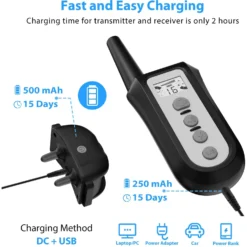 Petdiary Rechargeable Advanced Remote Training Dog Collar, Black/Silver, Medium -Pawsphoria Sales Store 711582 PT3. AC SS1800 V1671726604