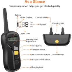 Petdiary Rechargeable Advanced Remote Dog Trainer Accessory, Black, Large -Pawsphoria Sales Store 711630 PT2. AC SS1800 V1671723437