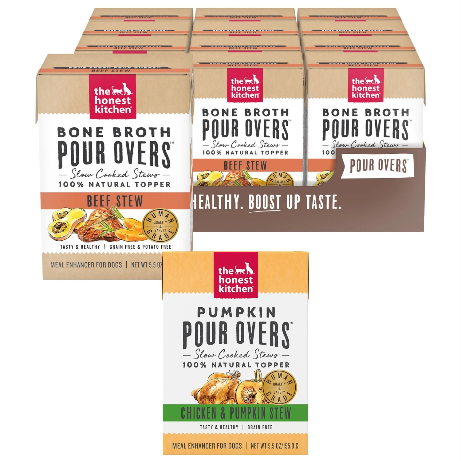 The Honest Kitchen Pumpkin POUR OVERS Chicken & Pumpkin Stew Wet Dog Food Topper & The Honest Kitchen Bone Broth POUR OVERS Beef Stew Wet Dog Food Topper 1 The Honest Kitchen Pumpkin POUR OVERS Chicken & Pumpkin Stew Wet Dog Food Topper & The Honest Kitchen Bone Broth POUR OVERS Beef Stew Wet Dog Food Topper