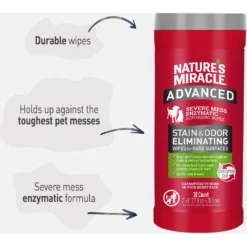 Nature's Miracle Advanced Hard Surfaces Stain & Odor Eliminator Wipes, 30 Count -Pawsphoria Sales Store 716550 PT2. AC SS1800 V1669681453