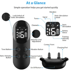 Petdiary Rechargeable & Waterpoof Electric Dog Training Collar, Black -Pawsphoria Sales Store 727150 PT7. AC SS1800 V1675867374