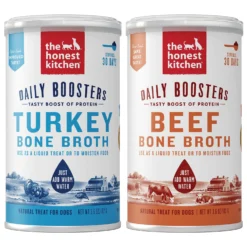 The Honest Kitchen Daily Boosters Beef Bone Broth With Turmeric For Dogs & The Honest Kitchen Daily Boosters Turkey Bone Broth With Turmeric For Dogs